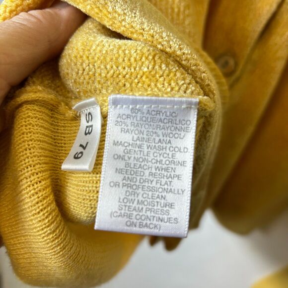 Vintage Susan Bristol Yellow Chenille Front Collared Cardigan Sweater Size M - Picture 11 of 13